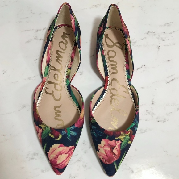 Sam Edelman Rodney Tropical Floral Pointed Flats - Picture 1 of 7